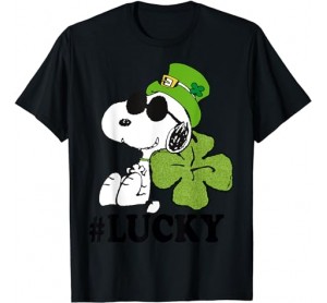  Peanuts St. Patrick_s Snoopy Lucky Clover T-Shirt